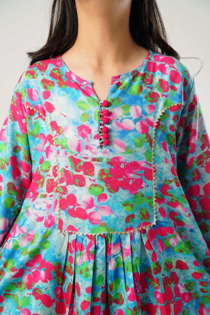 Multi Floral Printed Frock