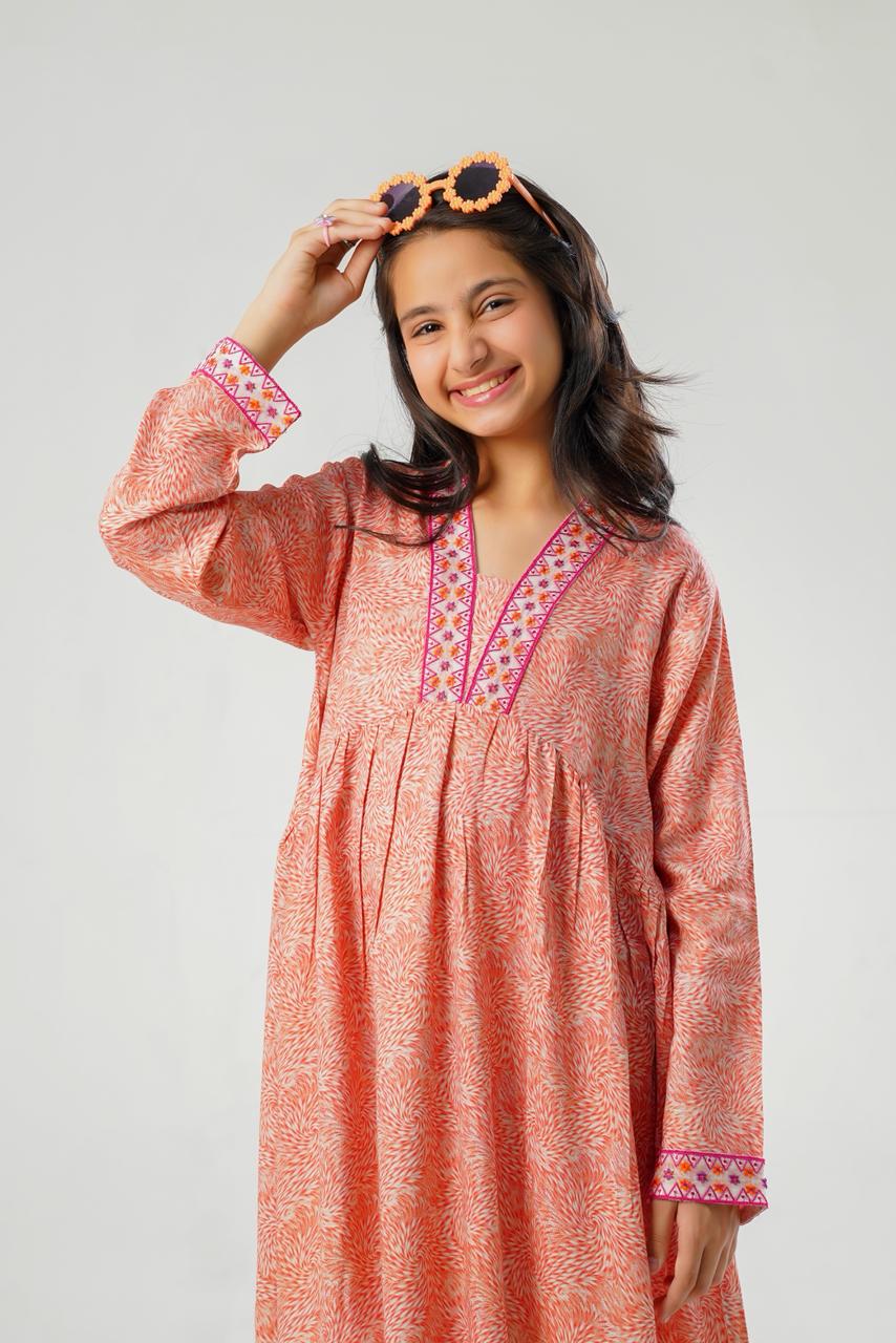 Peachy Pink Long Frock