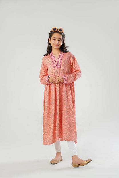 Peachy Pink Long Frock