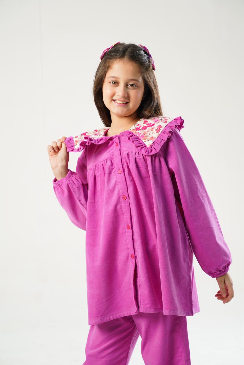 Fuchsia Flower Cordrouy Set