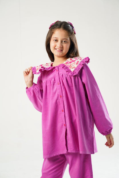 Fuchsia Flower Cordrouy Set