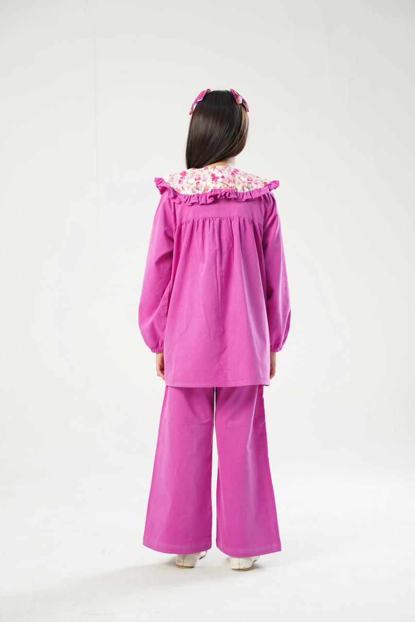 Fuchsia Flower Cordrouy Set