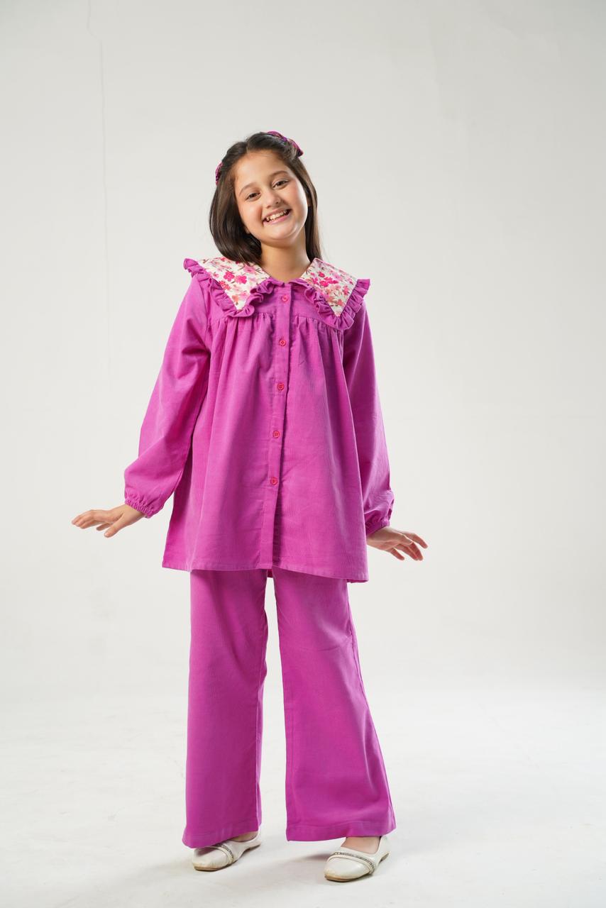 Fuchsia Flower Cordrouy Set