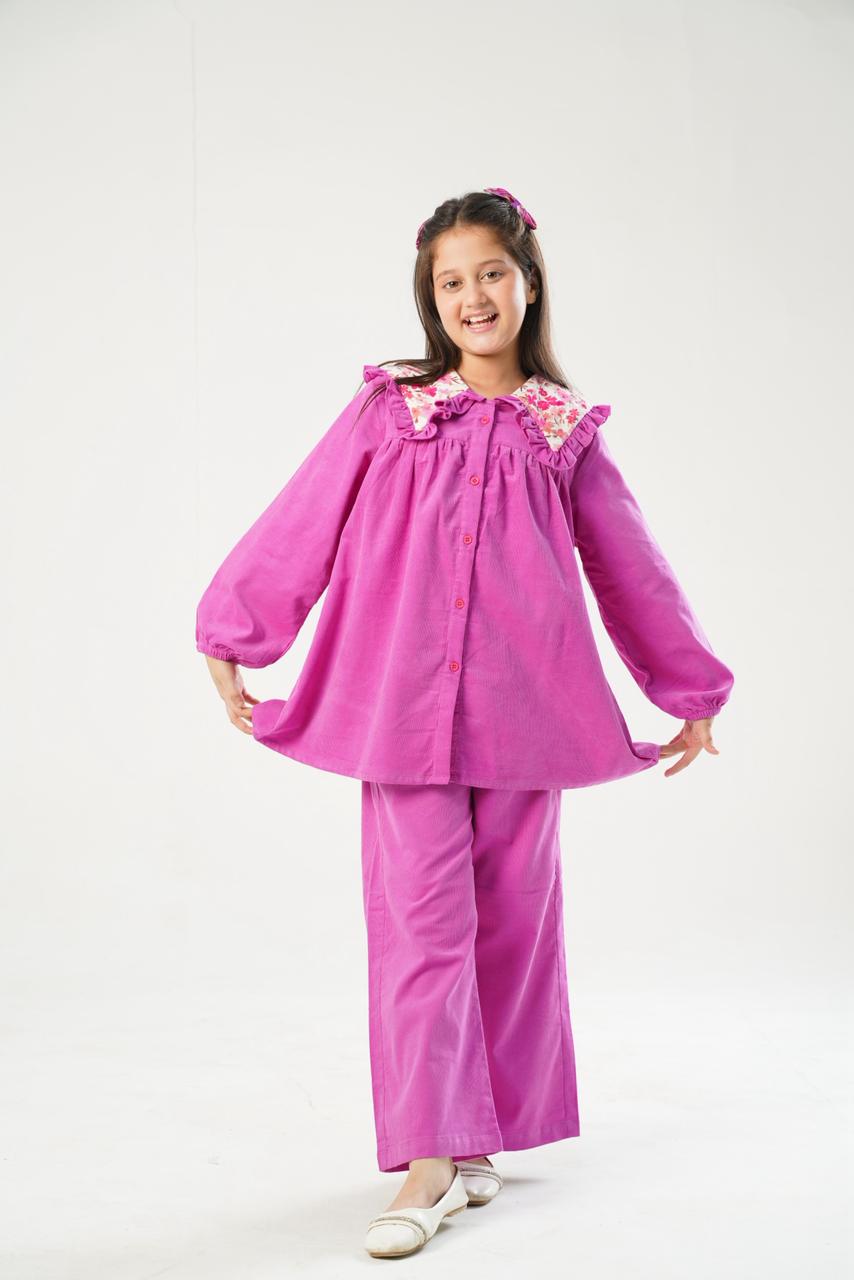 Fuchsia Flower Cordrouy Set