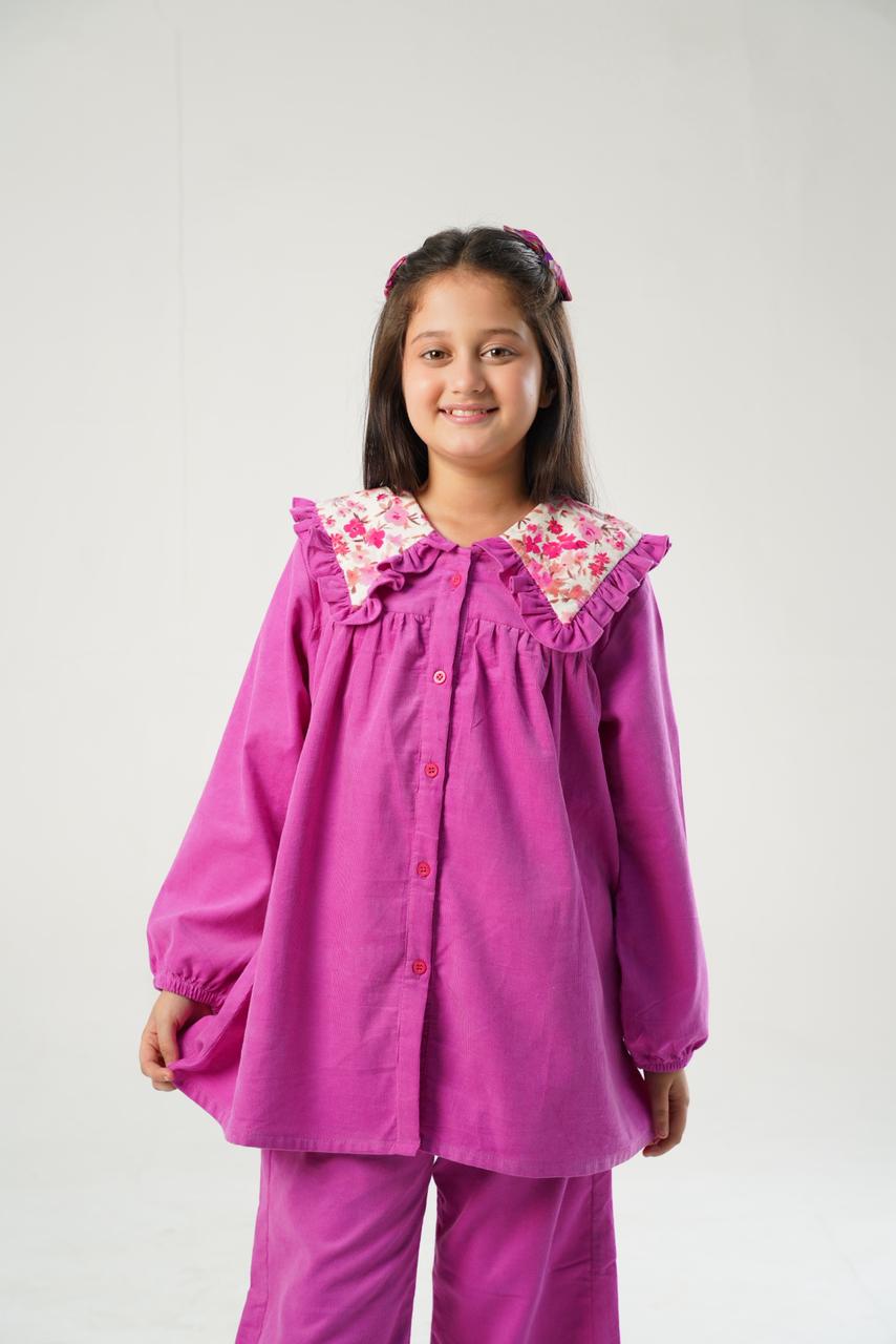 Fuchsia Flower Cordrouy Set