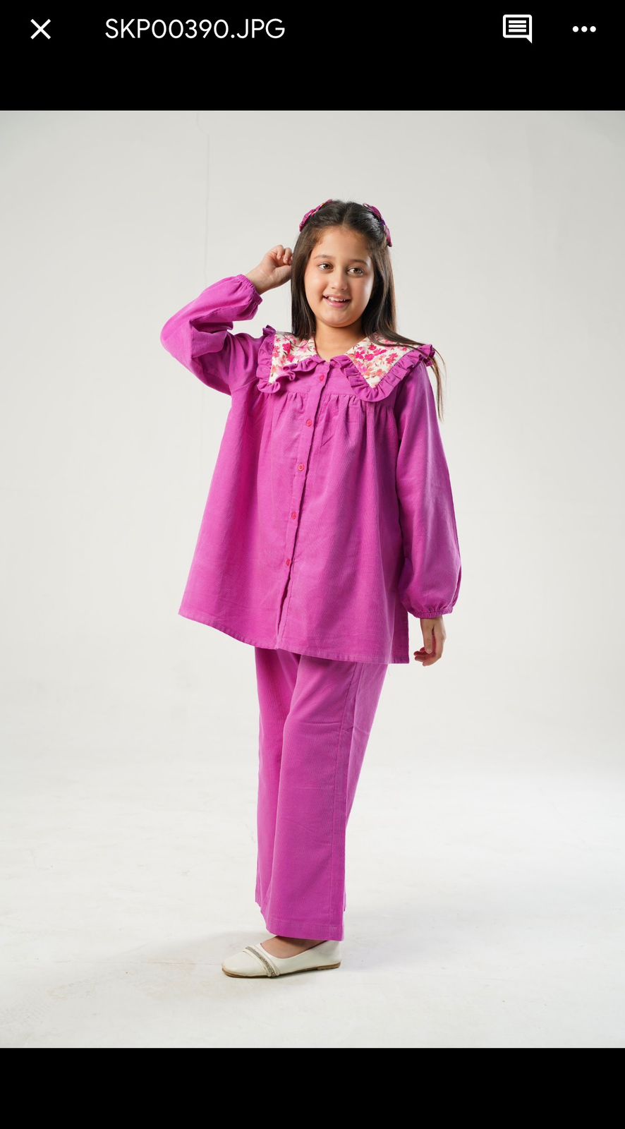 Fuchsia Flower Cordrouy Set