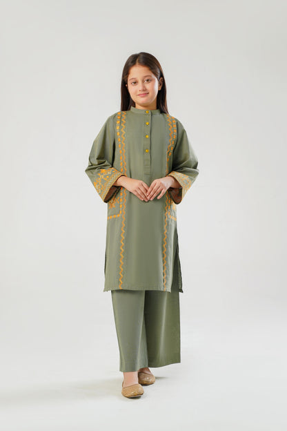 Saffron Olive emb. dress