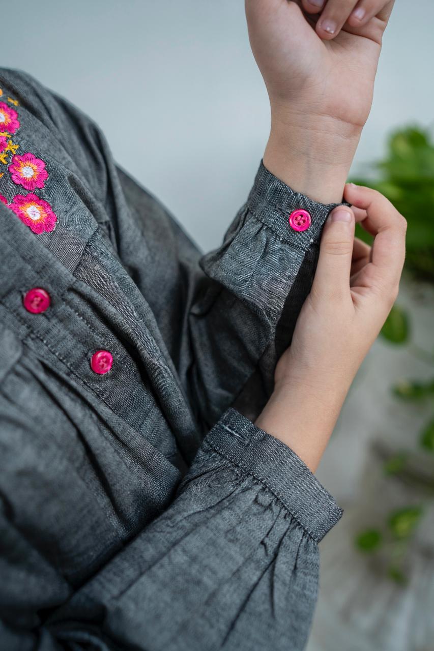 Denim Embroidered Frock