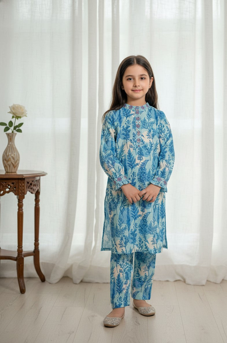Aqua Flora Embroidered 2pc