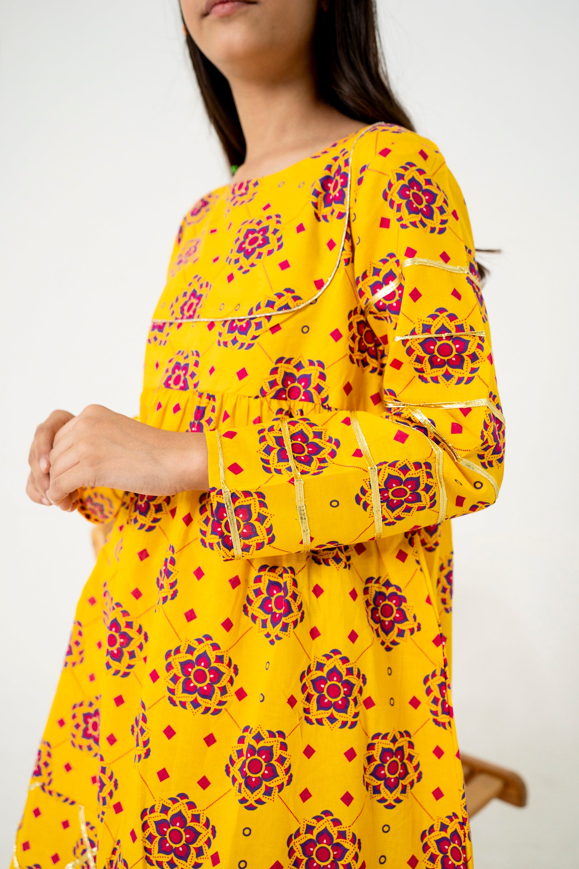 Lily Yellow Goti Work 2pc Dress