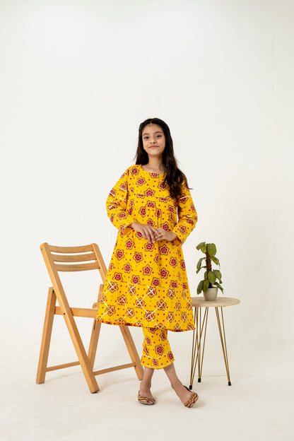 Lily Yellow Goti Work 2pc Dress