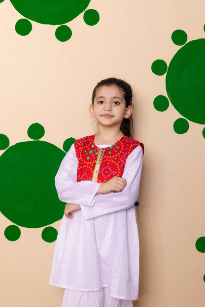 Lily White Kurta with Koti - Lily