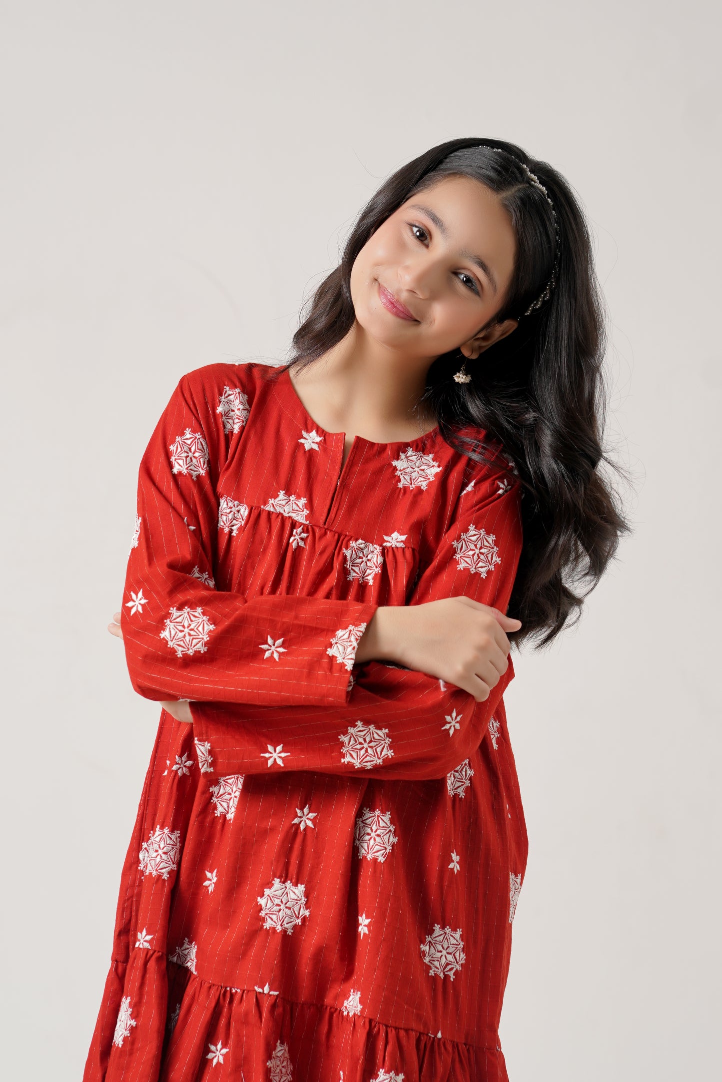 Red Royale Embroidered Long Maxi Frock