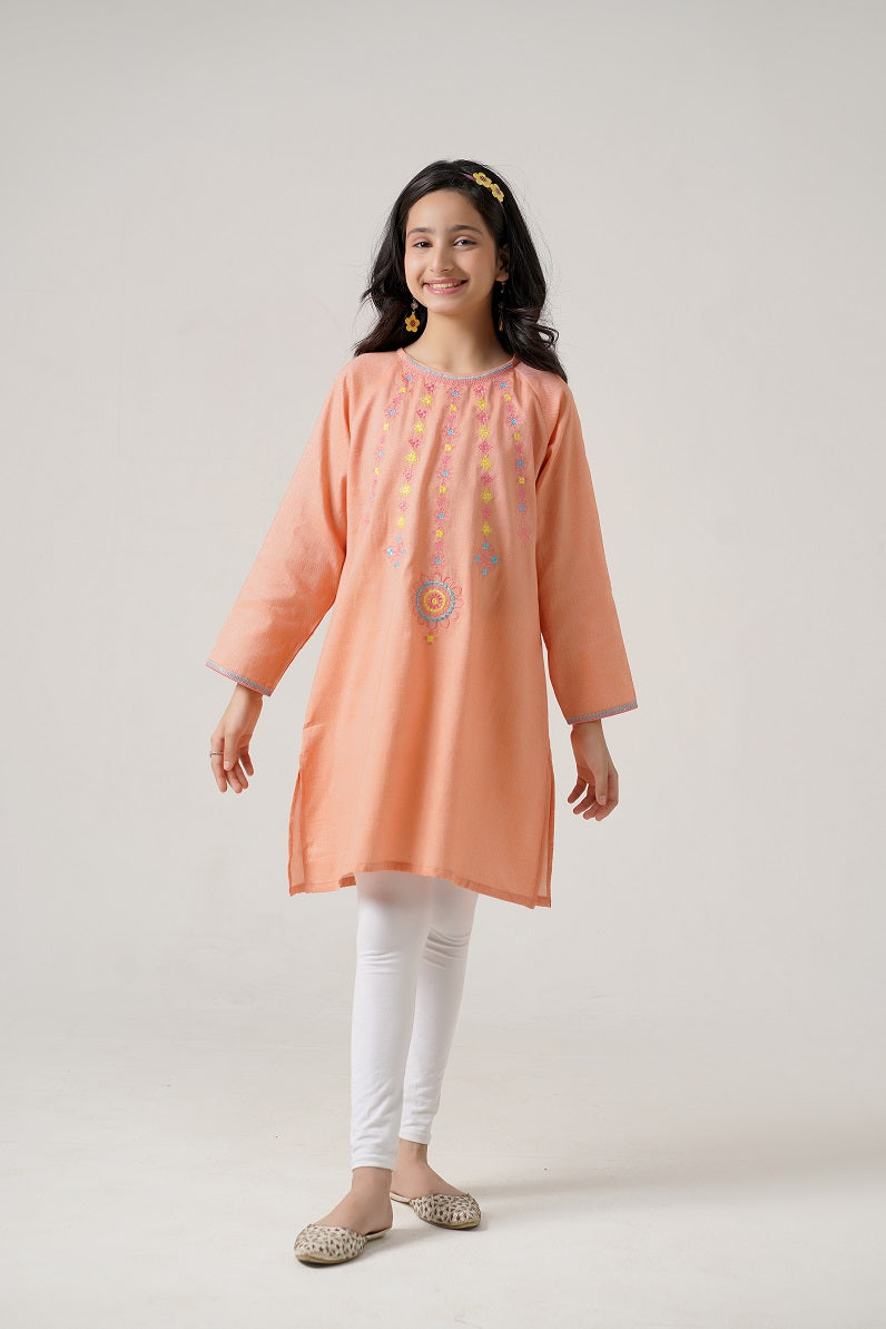 Lily Peach Embroidered Top