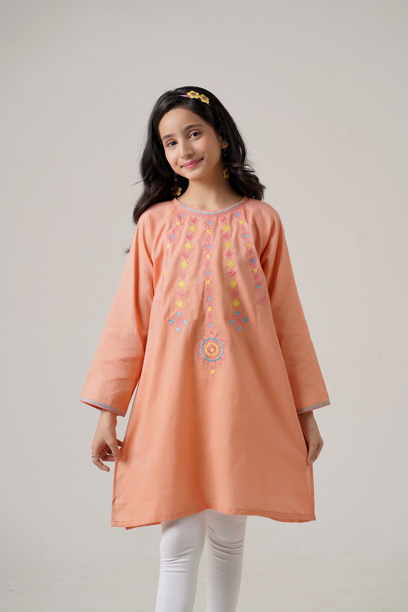 Lily Peach Embroidered Top