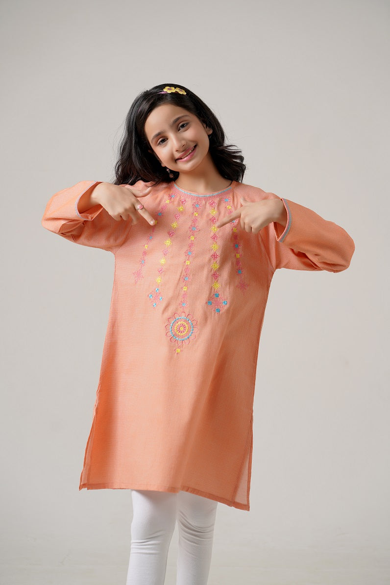 Lily Peach Embroidered Top