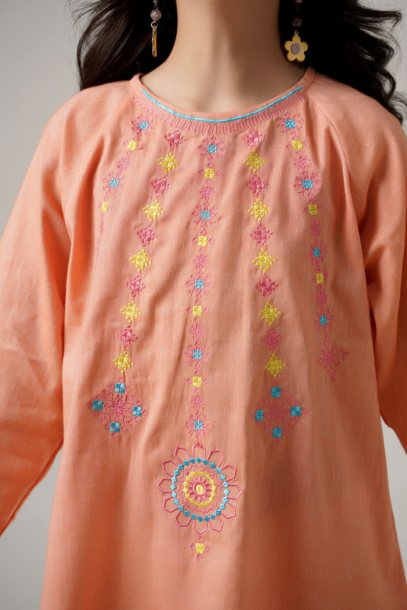 Lily Peach Embroidered Top