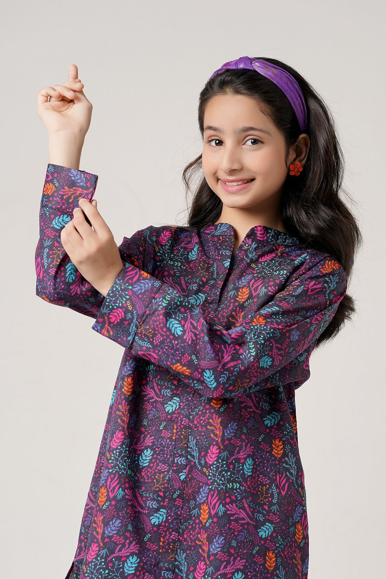 Purple Printed Leaf Co-Ord Set