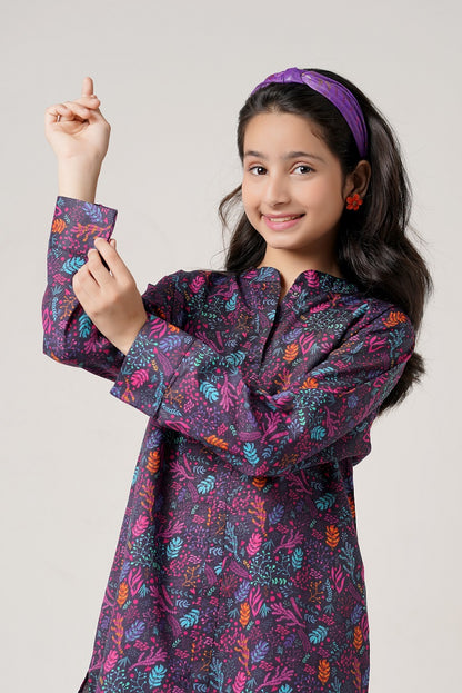Purple Printed Leaf Co-Ord Set
