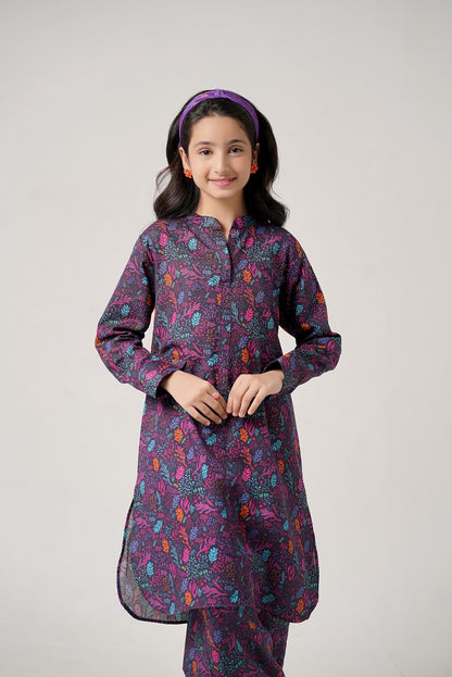 Purple Printed Leaf Co-Ord Set