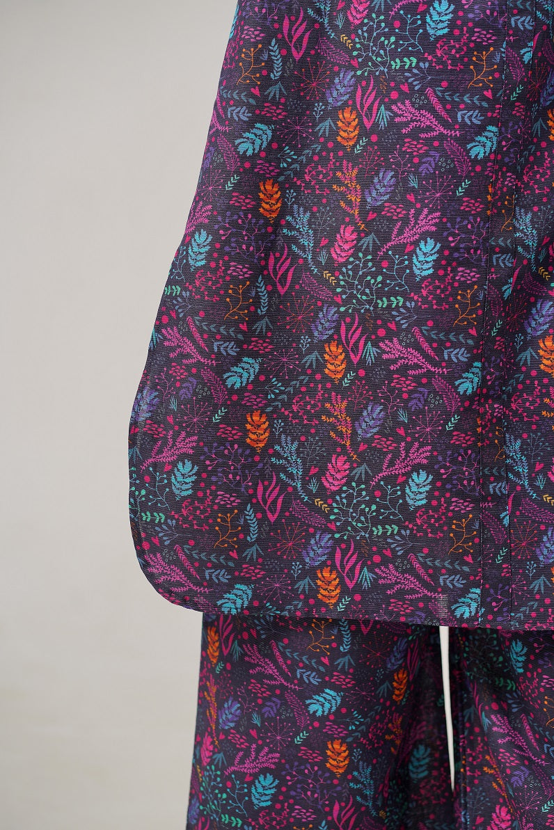Purple Printed Leaf Co-Ord Set