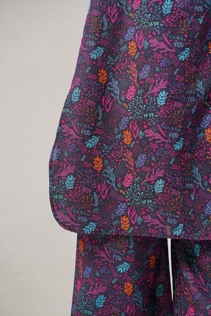 Purple Printed Leaf Co-Ord Set