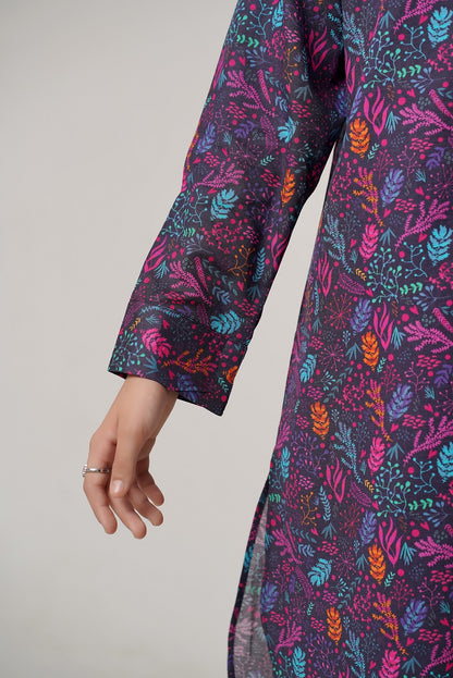 Purple Printed Leaf Co-Ord Set