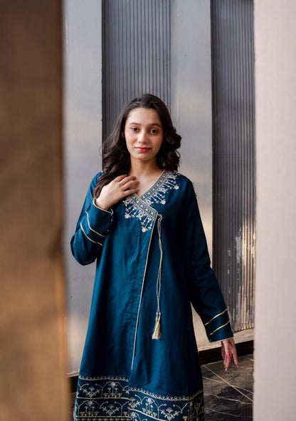 Lily Blue Emb Angrakha Set - Lily