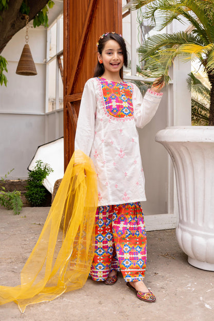 Lily Yellow Emb Gharara 3pc Set - Lily