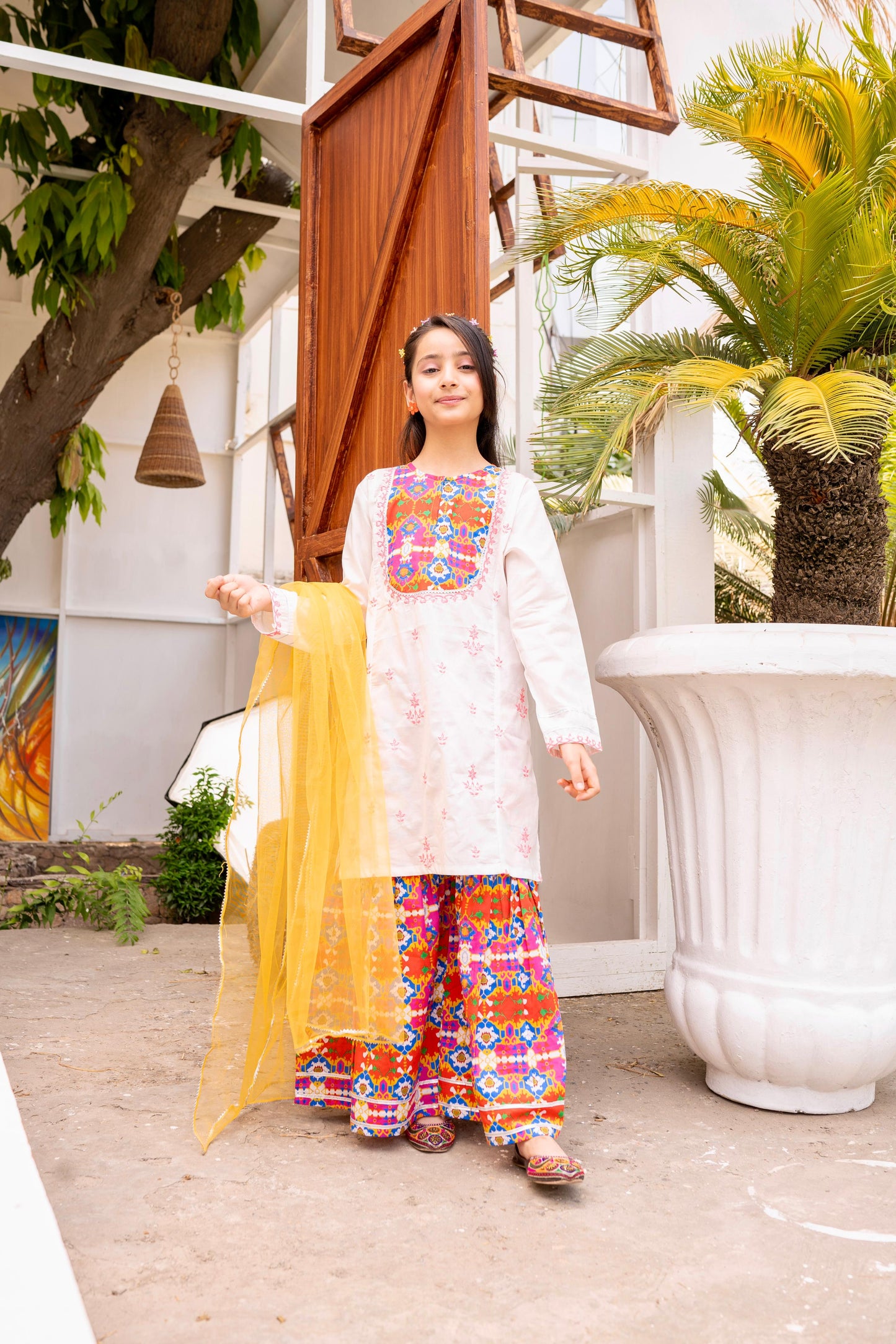 Lily Yellow Emb Gharara 3pc Set - Lily