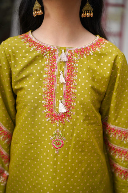 Meher Olive Gharara Set