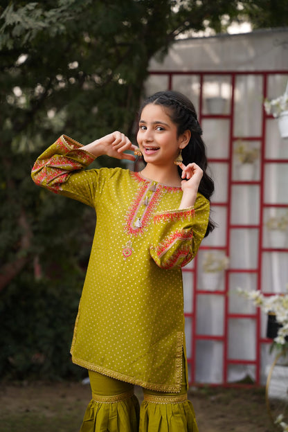 Meher Olive Gharara Set