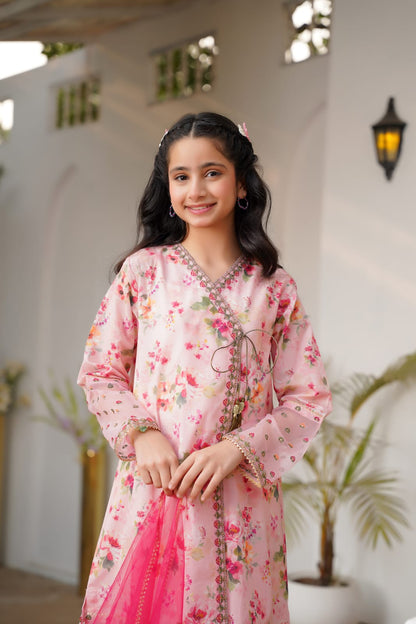 Pink Gulnar Angrakha 3pc