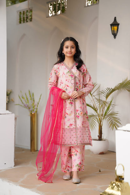 Pink Gulnar Angrakha 3pc