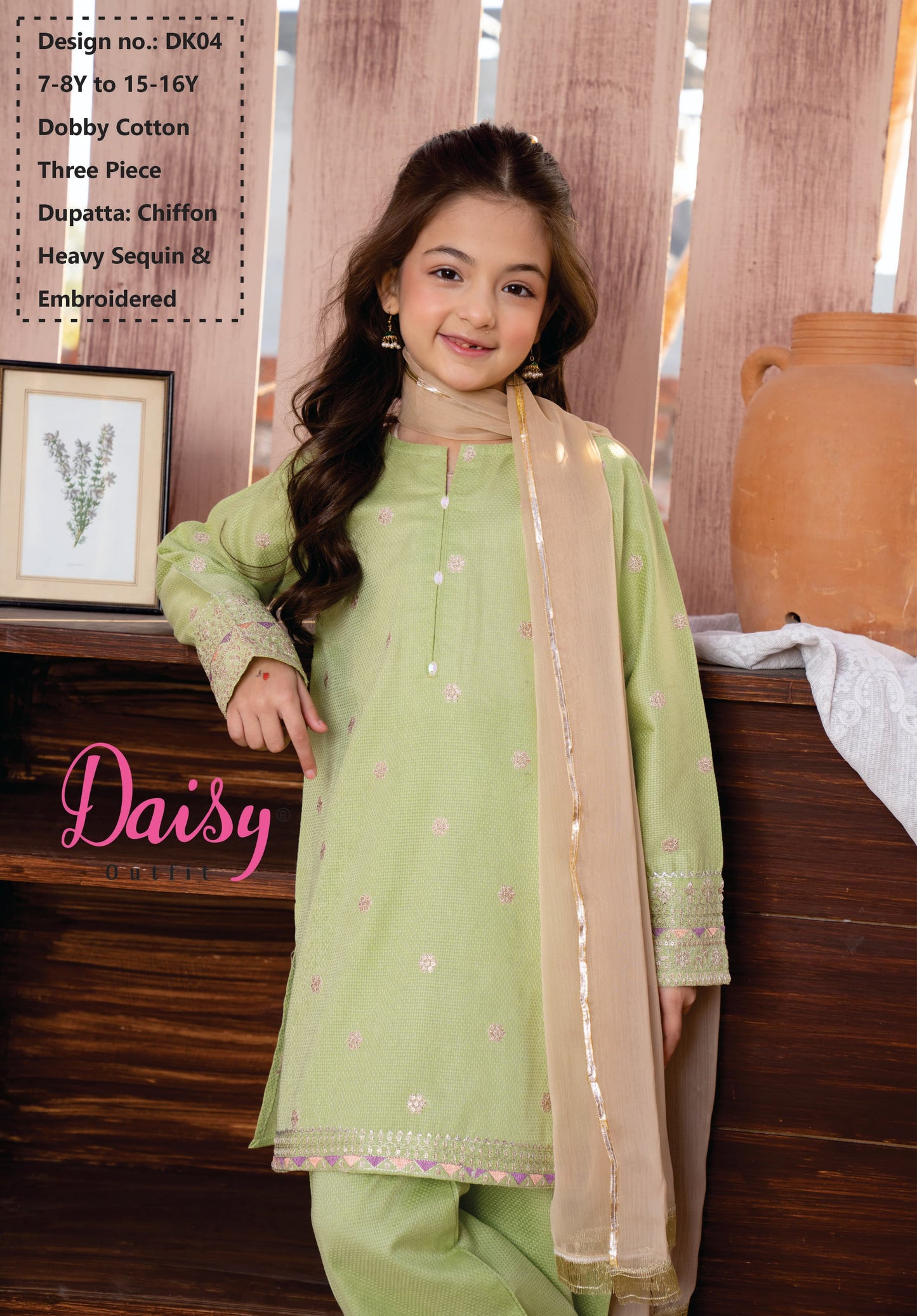 Daisy Pistachio green Sequence Dress