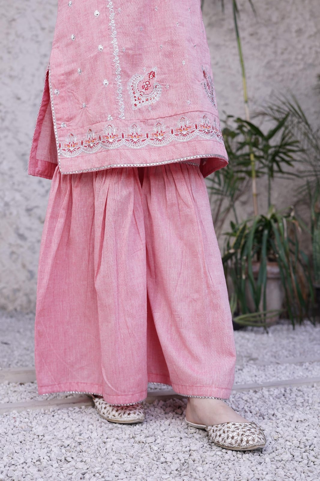 Rose Pink 3pc Embroidered