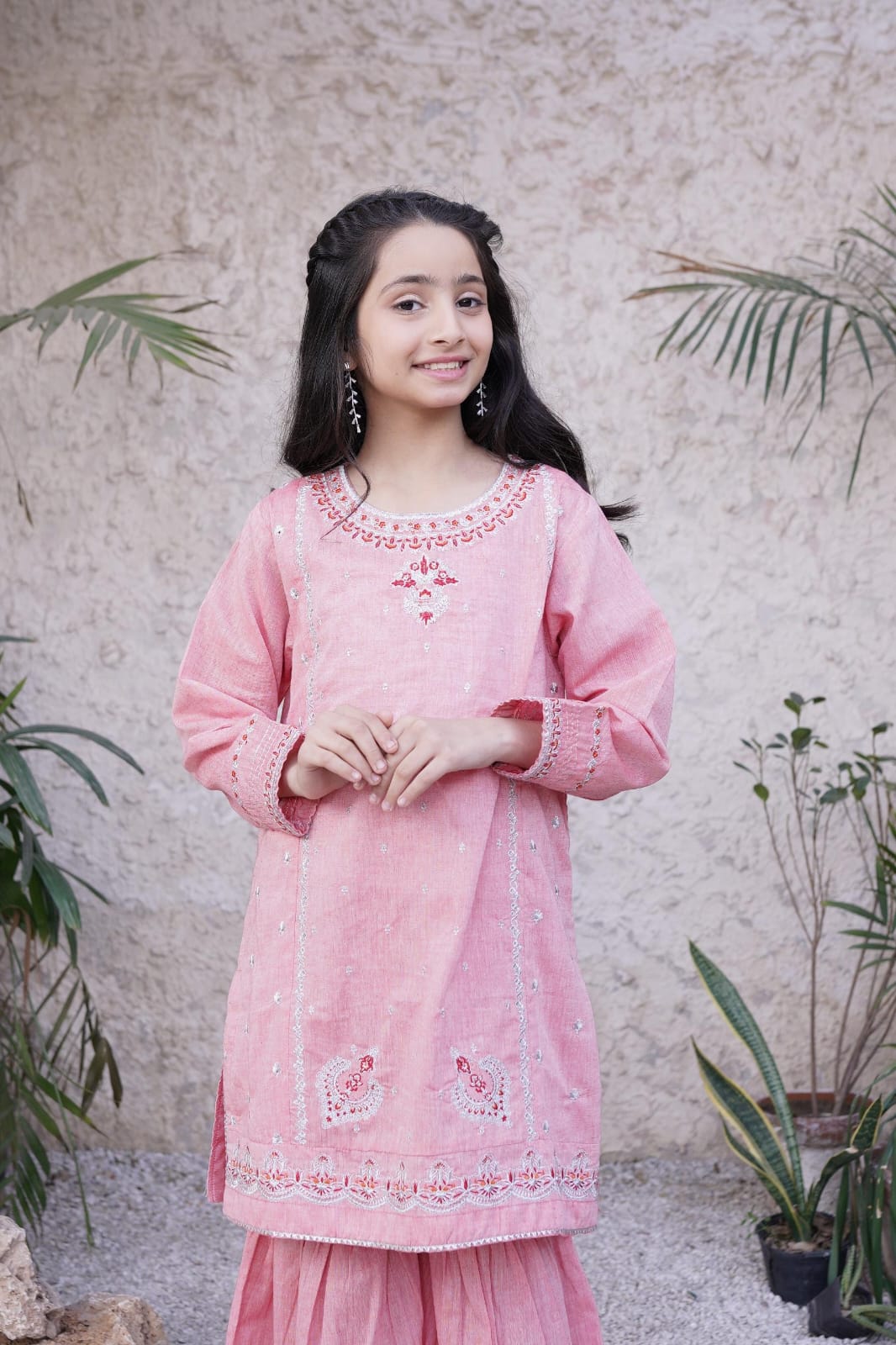 Rose Pink 3pc Embroidered