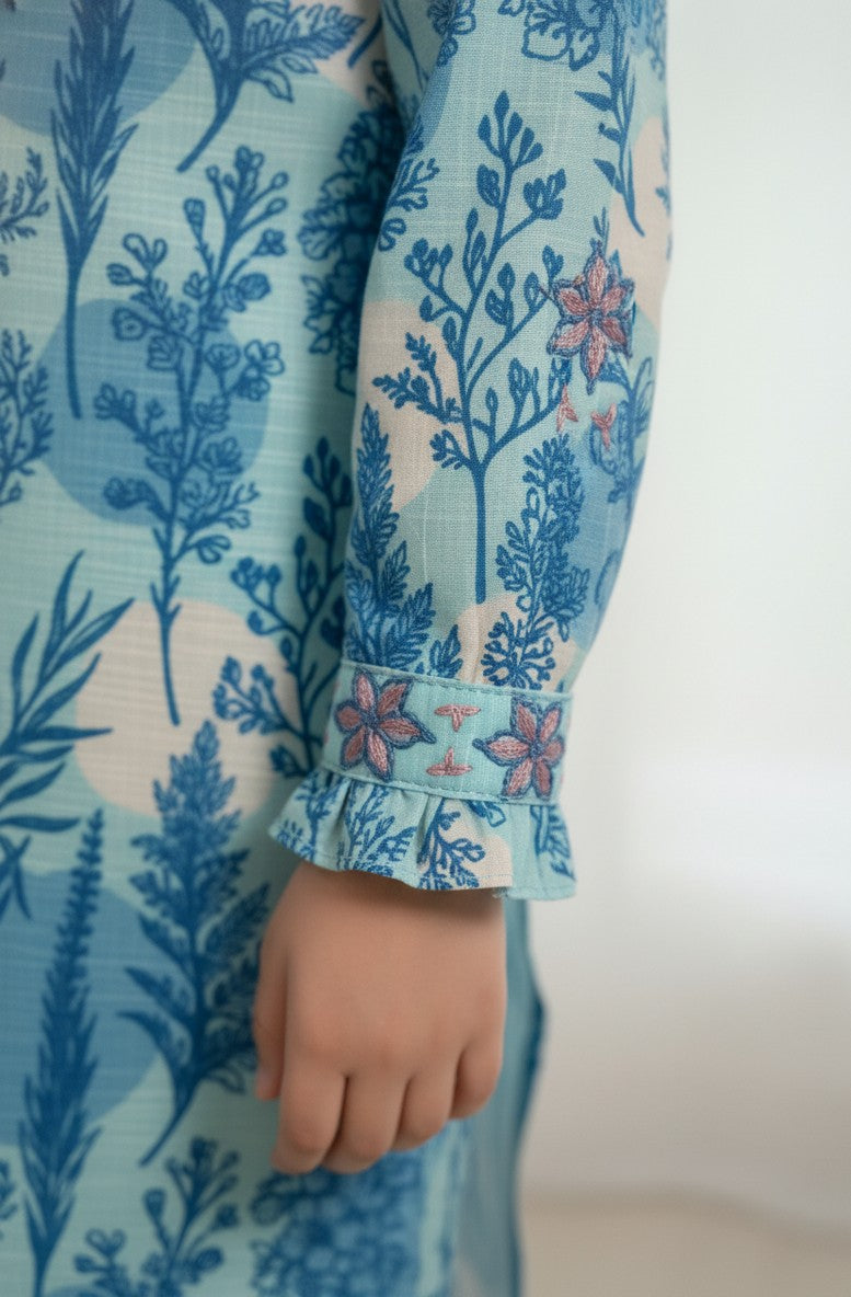 Aqua Flora Embroidered 2pc