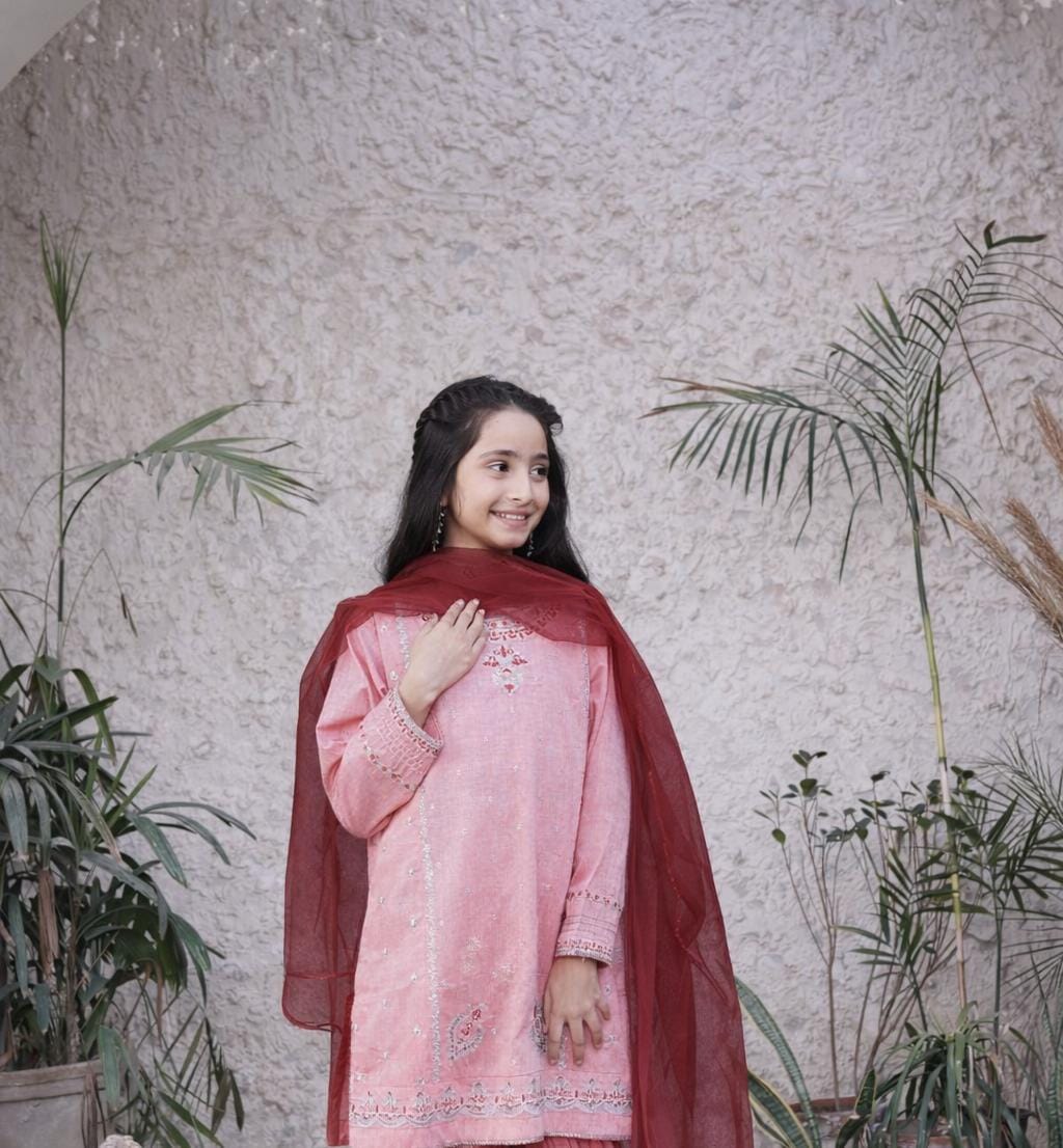 Rose Pink 3pc Embroidered