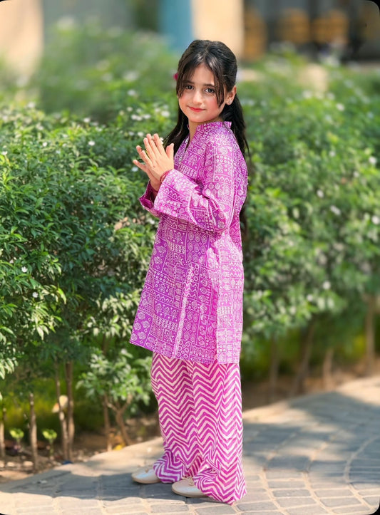 Girls Printed Kurta and Trouser Set