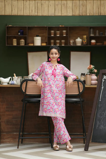 Pink Petals Embroidered 2pc