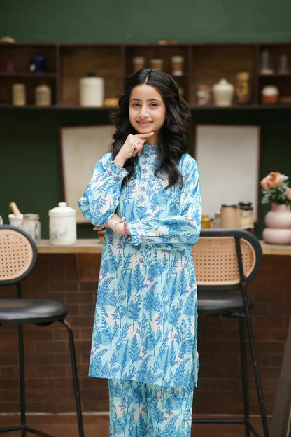Aqua Flora Embroidered 2pc