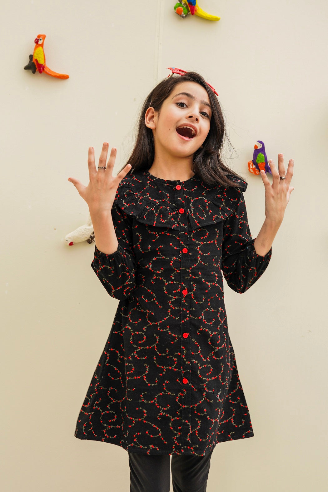 lily frock with red flowers Corduroy 