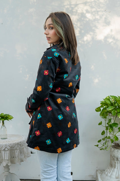 Lily Corduroy Embroidered Winter Coat