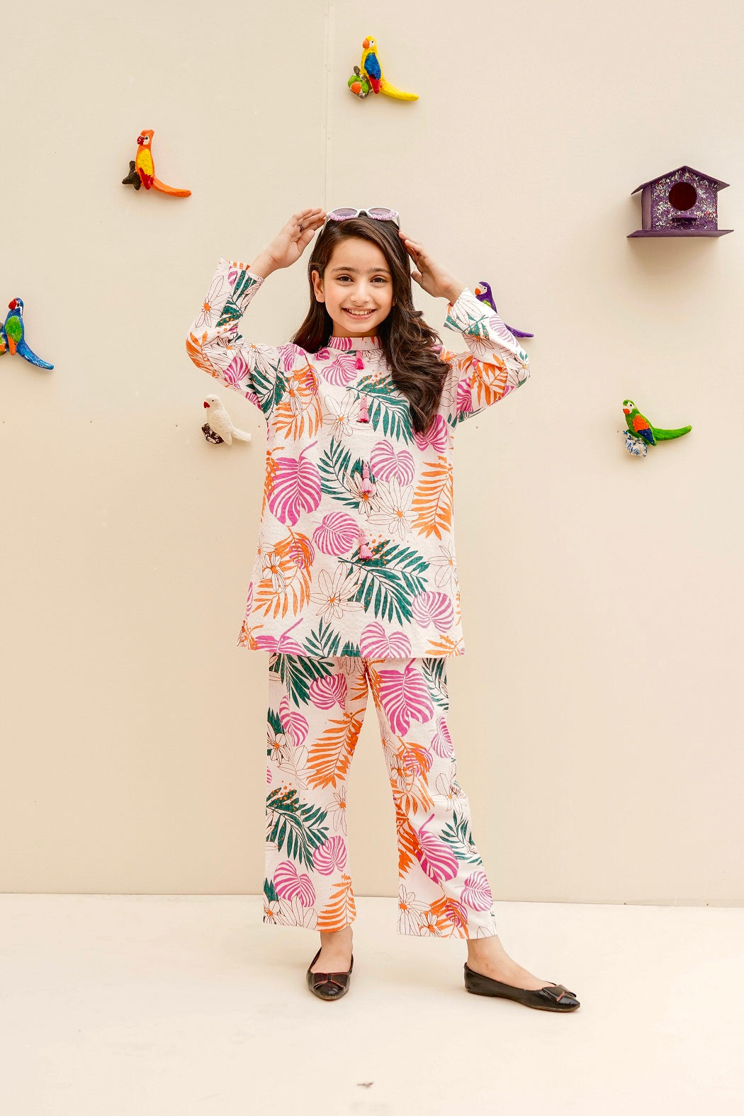 Multi leaf colors 2pc suit