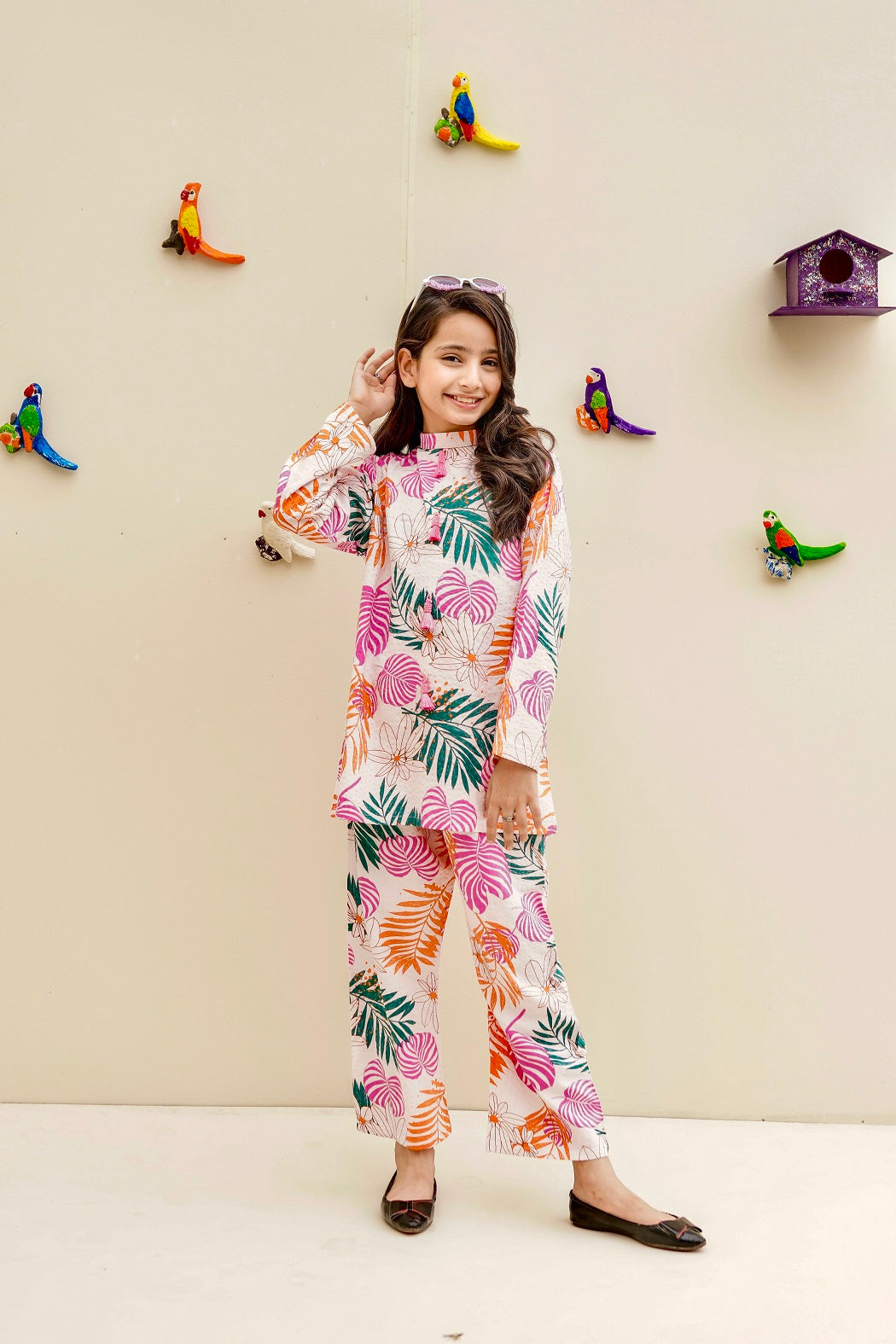 printed bubble cotton 2pc suit