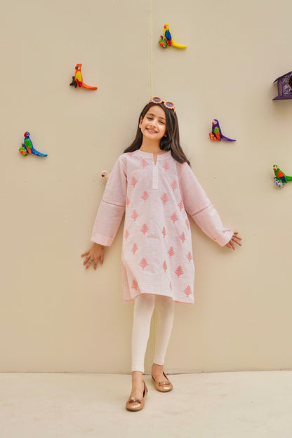 embroidered front pink kurti