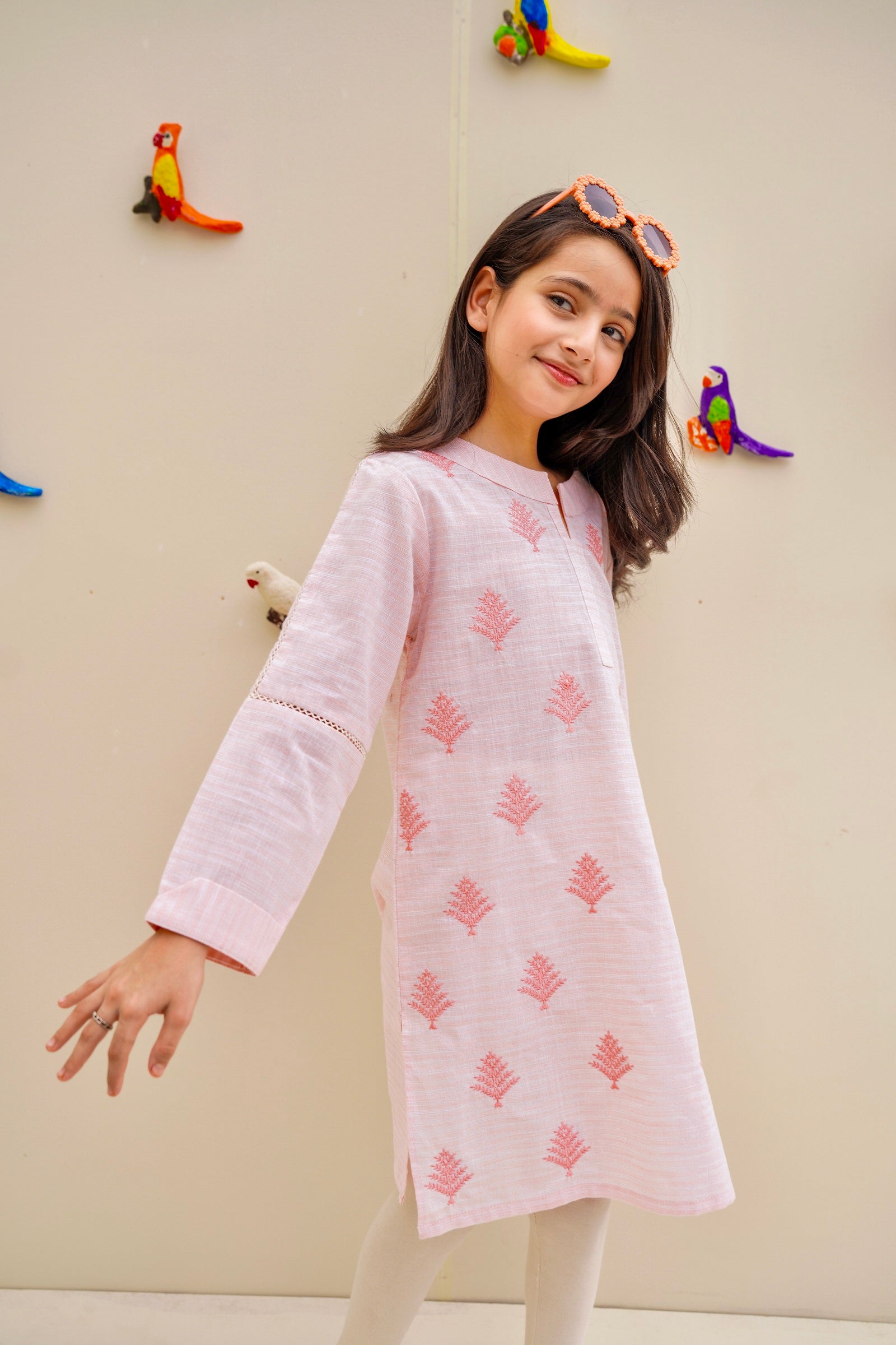 Pink Embroidered Kurti - Lily