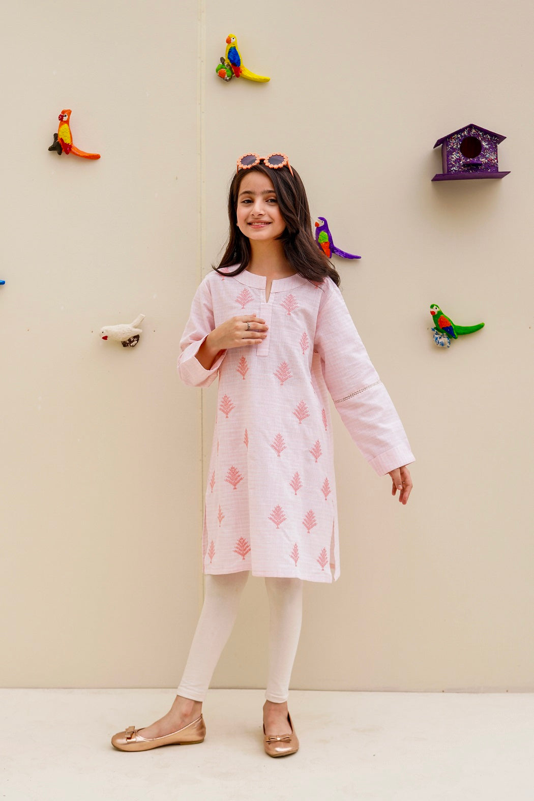 Pink Embroidered Kurti - Lily